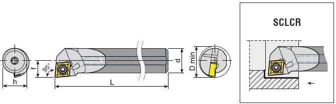 Токарная державка внутренняя твердосплавная с внутренним подводом СОЖ E10M SCLCR 06