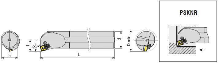 Токарная державка внутренняя с внутренним подводом СОЖ A50U PSKNL 12C