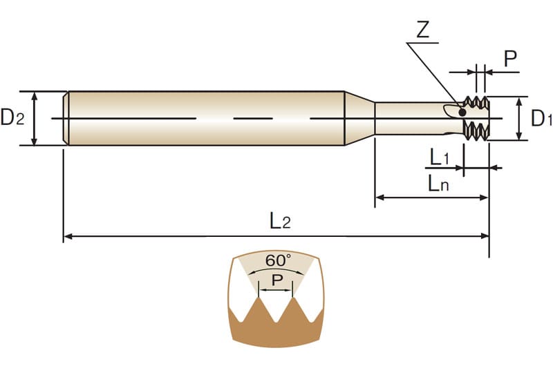 Твердосплавная мелкорамерная резьбофреза Thread Mill для внутренней метрической резьбы