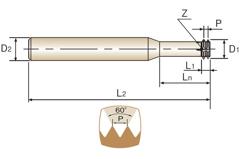 Твердосплавная мелкорамерная резьбофреза Thread Mill для твердых материалов для внутренней метрической резьбы